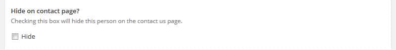 hide on contact page